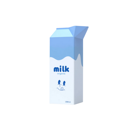 Glossy white ceramic milk carton vase  with &