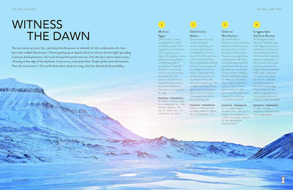 Scenic image of a snowy landscape with text overlay on a blue gradient background