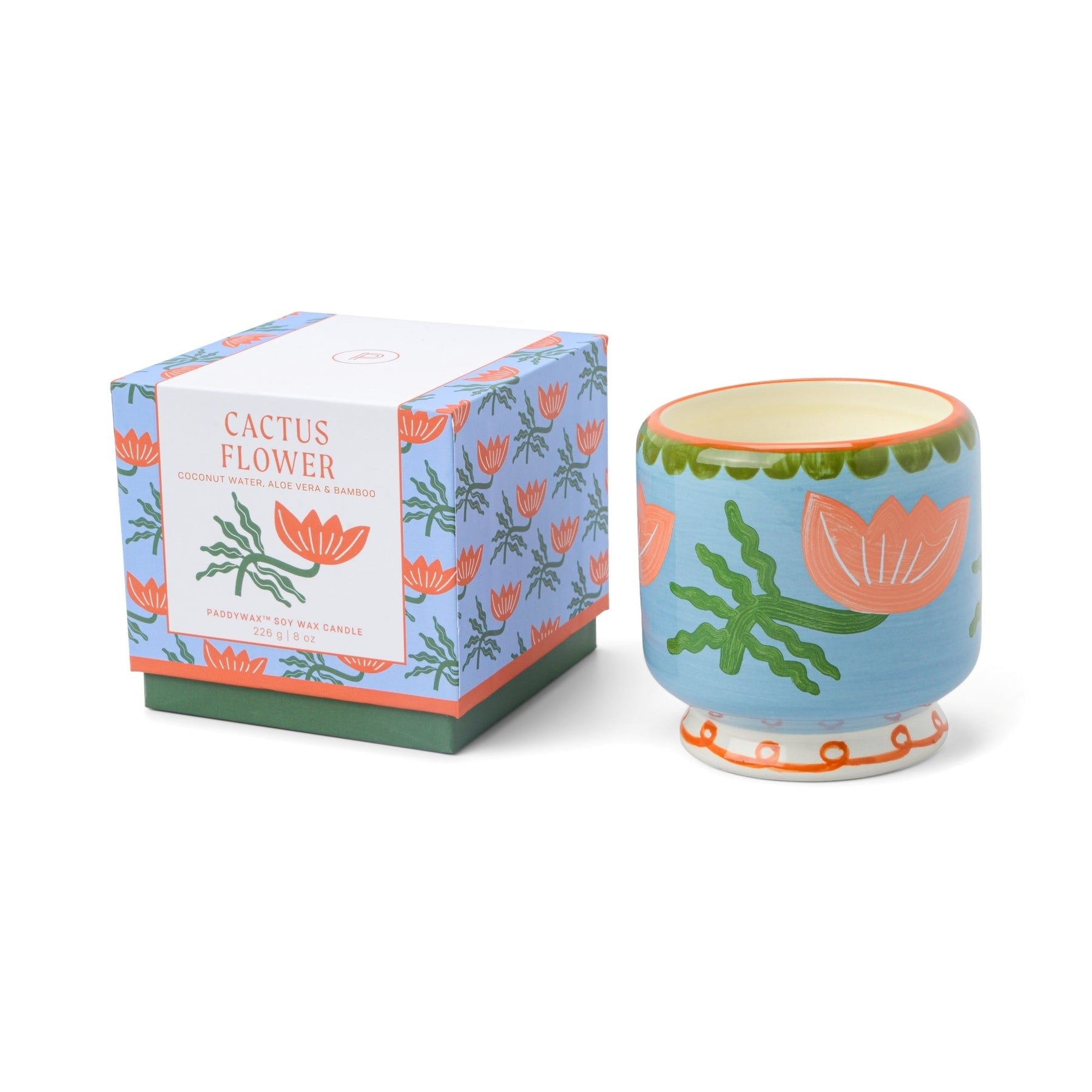 Flower Ceramic Soy Wax Candle - Cactus Flower