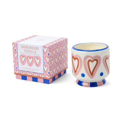 Hearts Ceramic Soy Wax Candle- Rosewood Vanilla 8oz