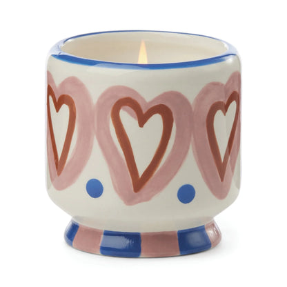 Hearts Ceramic Soy Wax Candle- Rosewood Vanilla 8oz