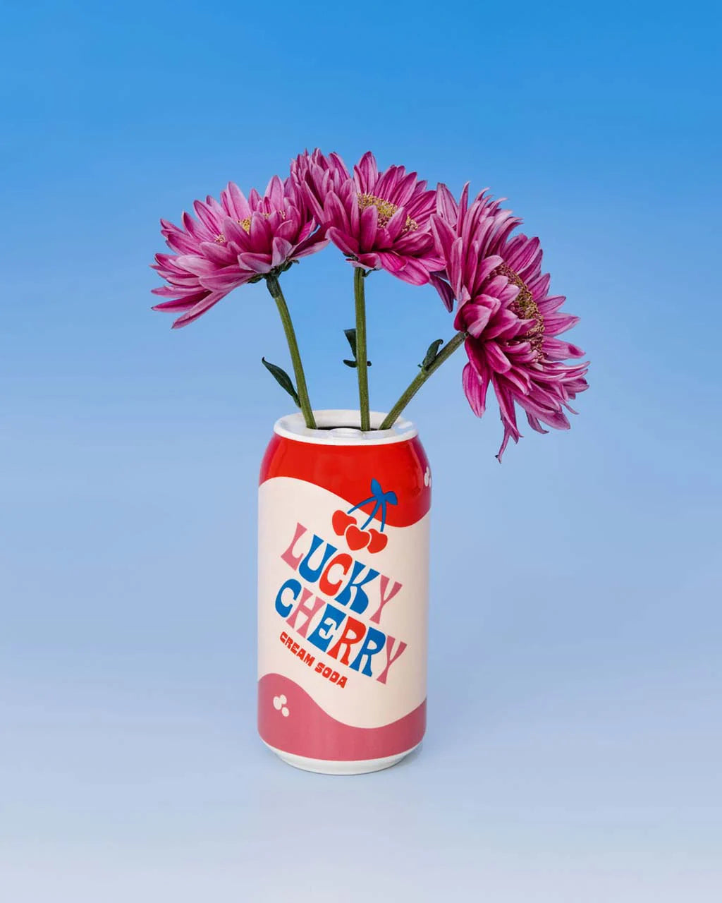 A hand-painted ceramic vase with a &
