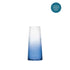 A contemporary blue glass vase with a fine optic and rounded corners, featuring a delicate blue ombre effect.