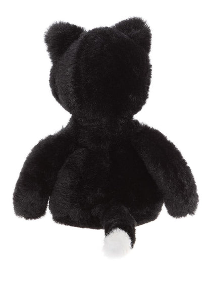 Back View of the Puddy Kitten plush toy in raven black – soft cuddly stuffed cat for kids, comfort toy and nursery companion