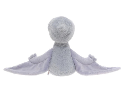 Back View of the Wings Pterodactyl plush toy in grey – soft cuddly stuffed dinosaur for kids, comfort toy and nursery companion