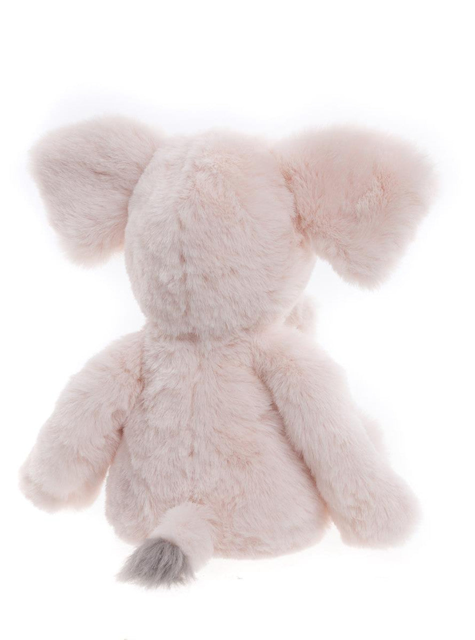 Back view of the Effie Elephant soft toy in bubblegum pink – plush stuffed animal for kids, cuddly comfort toy and nursery companion”