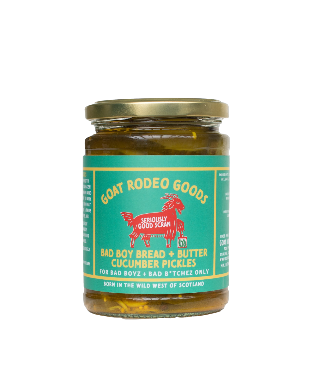 Bad Boy Bread &amp; Butter Pickles 500ml jar with tangy, sweet, vegan-friendly pickles – perfect for sandwiches, burgers, and foodie gifts.