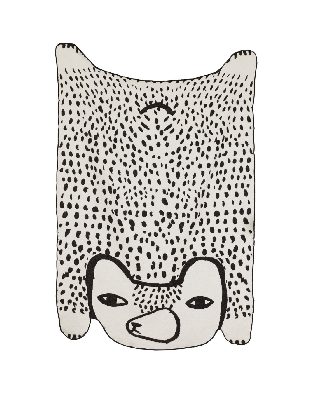 Black and white bear shaped throw in soft brushed cotton
