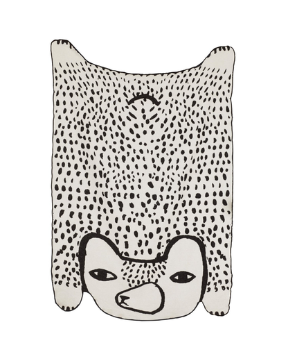 Black and white bear shaped throw in soft brushed cotton