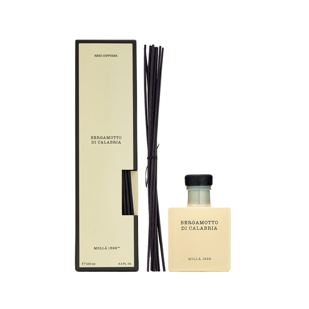Italian Bergamot Reed Diffuser 100ml – natural home fragrance with sandalwood, bergamot, lemon, and cardamom inspired by the Mediterranean.