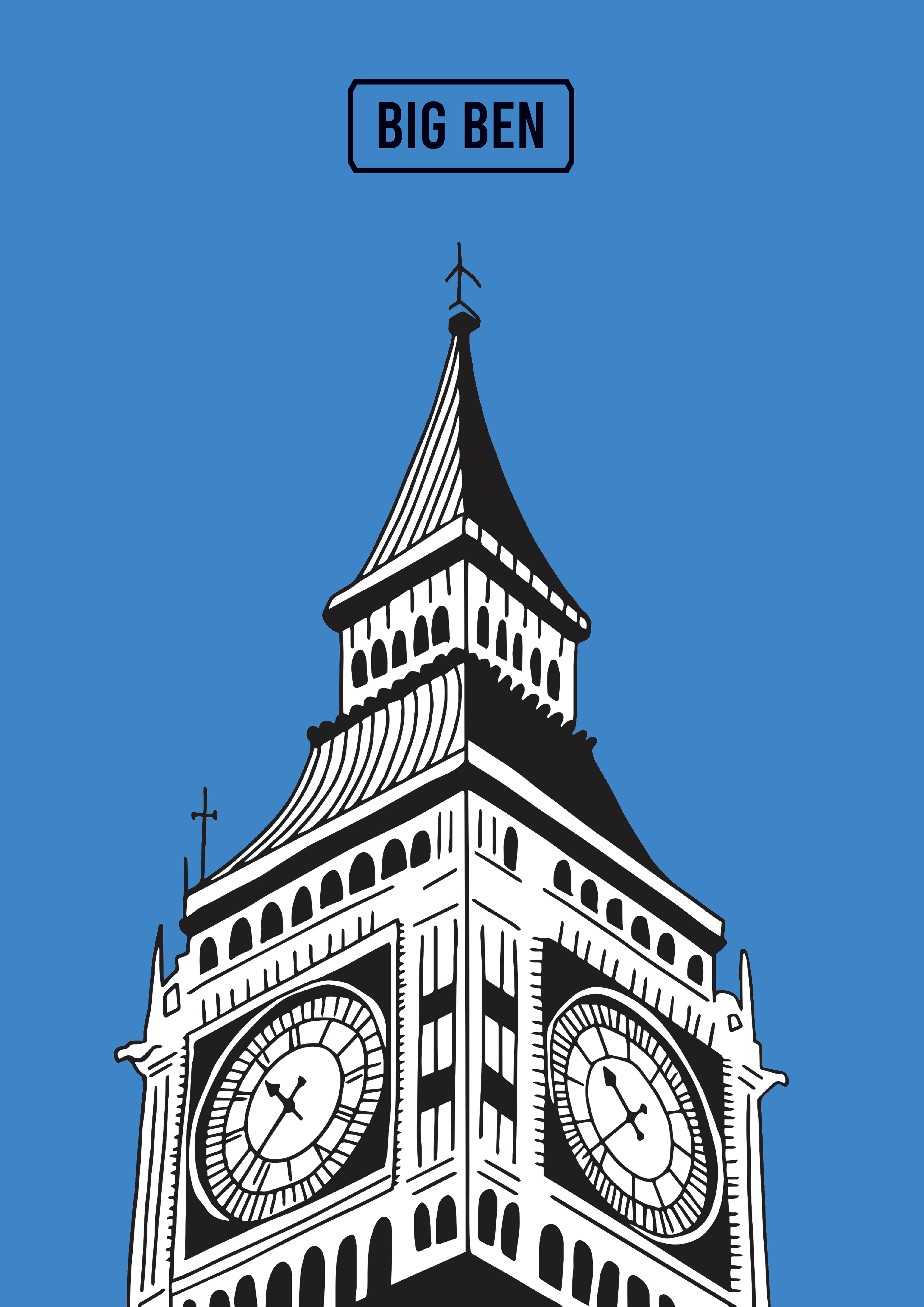 Big Ben Giclée Print in A4 and A3 with vibrant colours