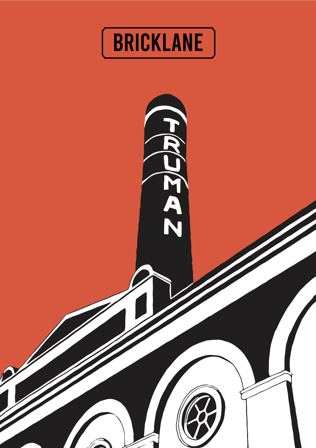 Brick Lane Giclée Print featuring iconic Truman Brewery 