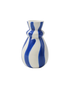 Hand-painted modern abstract blue and white striped ceramic vase