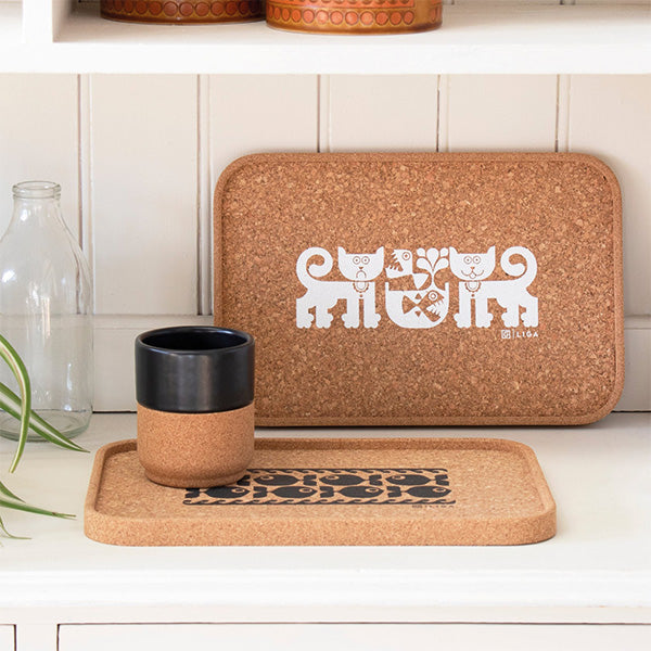 Cat Eco Cork Drinks Tray