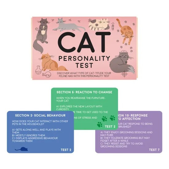 Cat Personality Test  Game – interactive, eco-friendly question cards revealing your cat’s unique traits and behaviors.