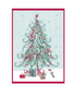 Christmas Tree Advent Card with 24 windows, textured board, red envelope, recyclable packaging, blank inside, proudly made in the UK.