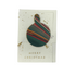 Festive Bauble Christmas Card Ornament featuring vibrant red and green hand-marble baubles with gold stripes, artisan-made on 100% recycled cotton paper, eco-friendly and sustainable