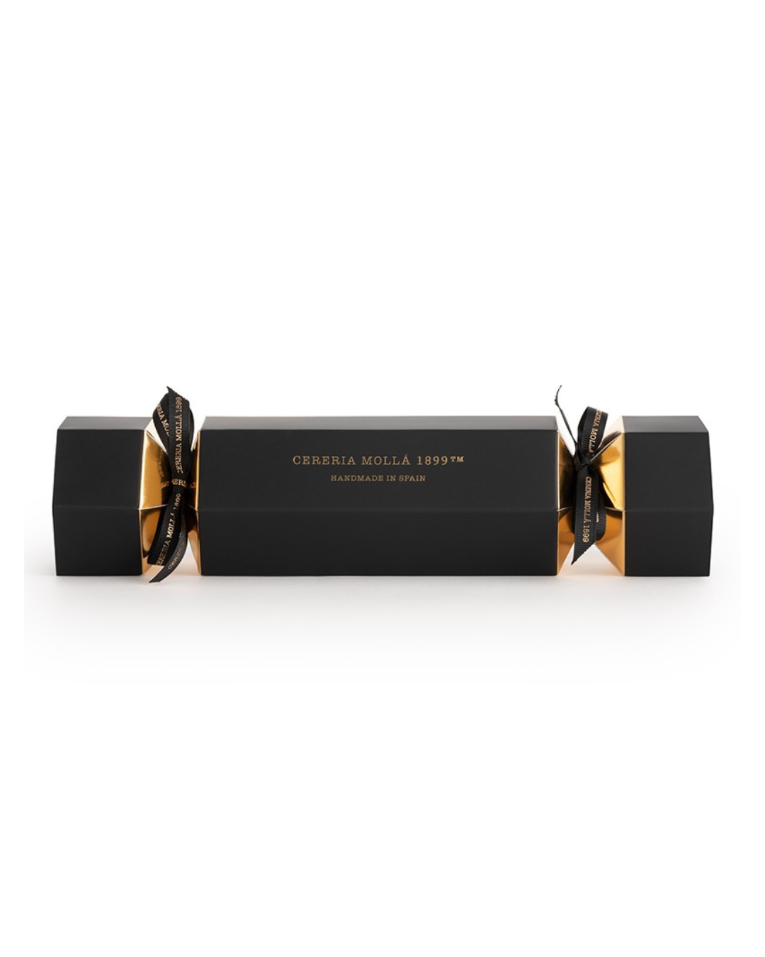 Christmas Cracker Gift Set with 90g Amber &amp; Sandalwood travel candle, Black Orchid &amp; Lily and Calabrian Bergamot wax melts, and 3ml Oud &amp; Leather fragrance sample