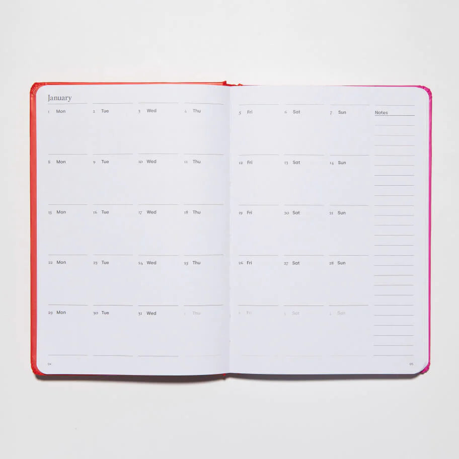 2024 Diary A5 Contrast Pink &amp; Red