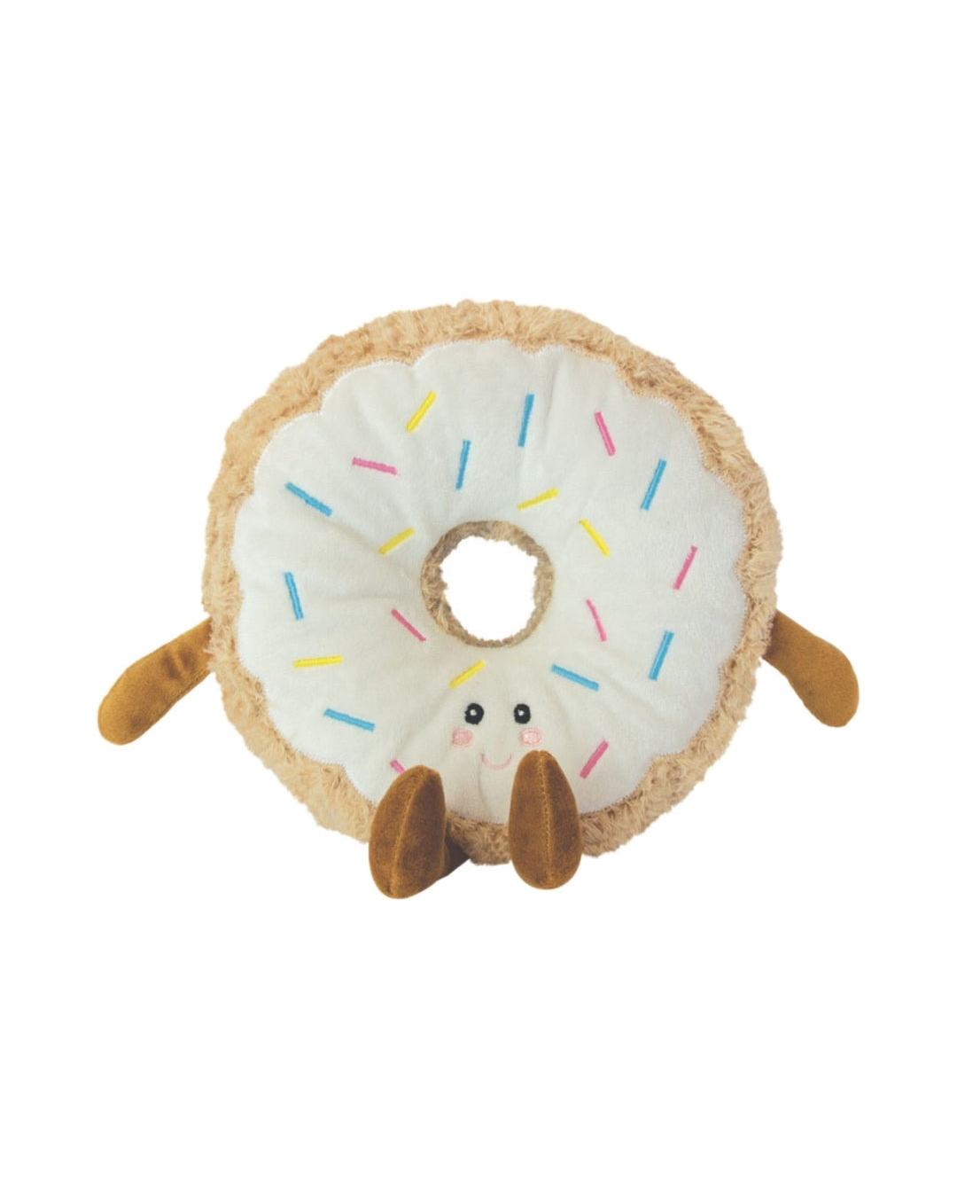 Dilly Donut plush snuggle buddy with removable microwaveable pouch, soft donut design with colorful sprinkles, perfect for comfort and gifts.