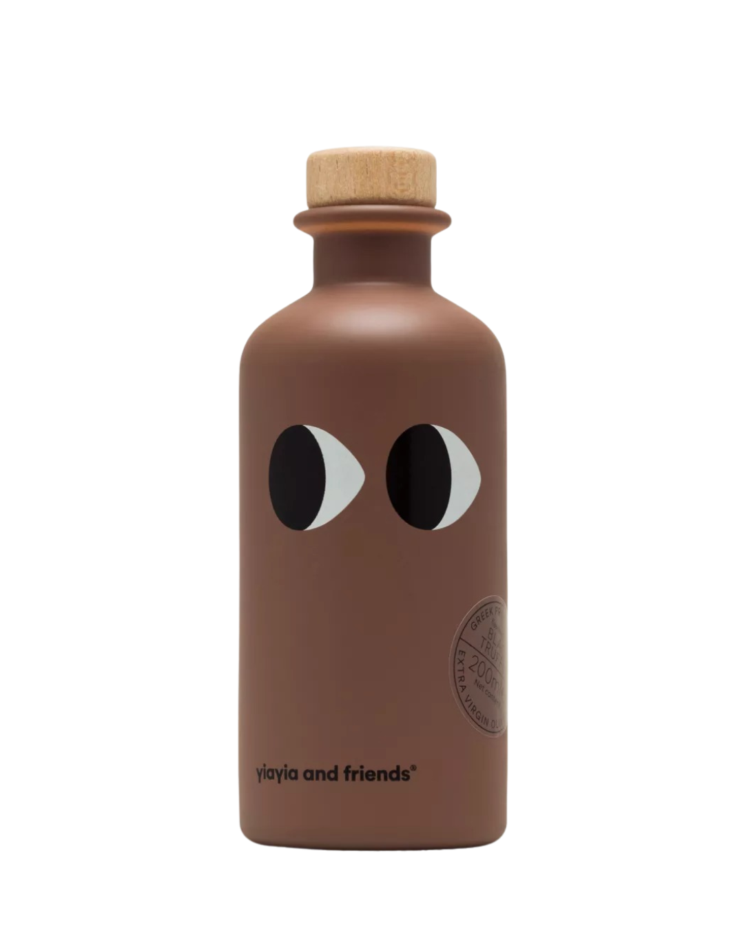 200ml bottle of Yiayia and Friends Black Truffle-Infused Extra Virgin Olive Oil with award-winning packaging