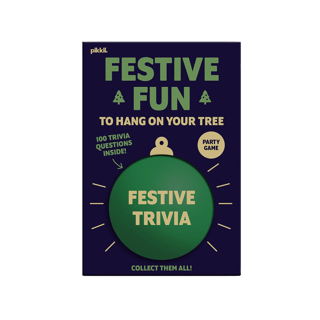Christmas tree bauble containing 100 festive trivia questions for family fun and holiday gatherings, interactive and reusable game