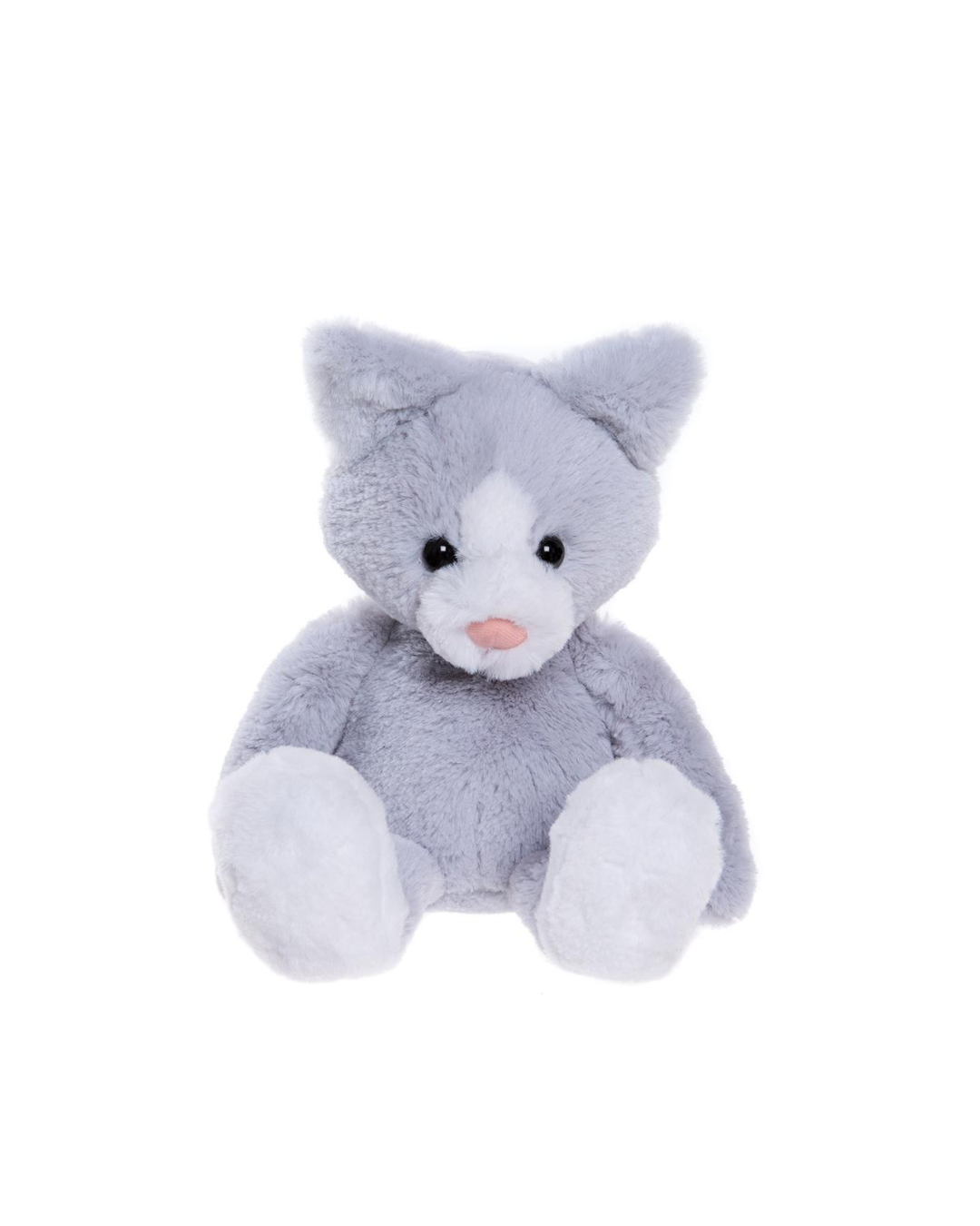 Front view of the Puddy Kitten plush toy in grey – soft cuddly stuffed cat for kids, comfort toy and nursery companion