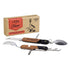 Campfire Multi-Tool with folding stainless steel utensils and wooden handle, shown with eco-friendly cardboard packaging on a white background.