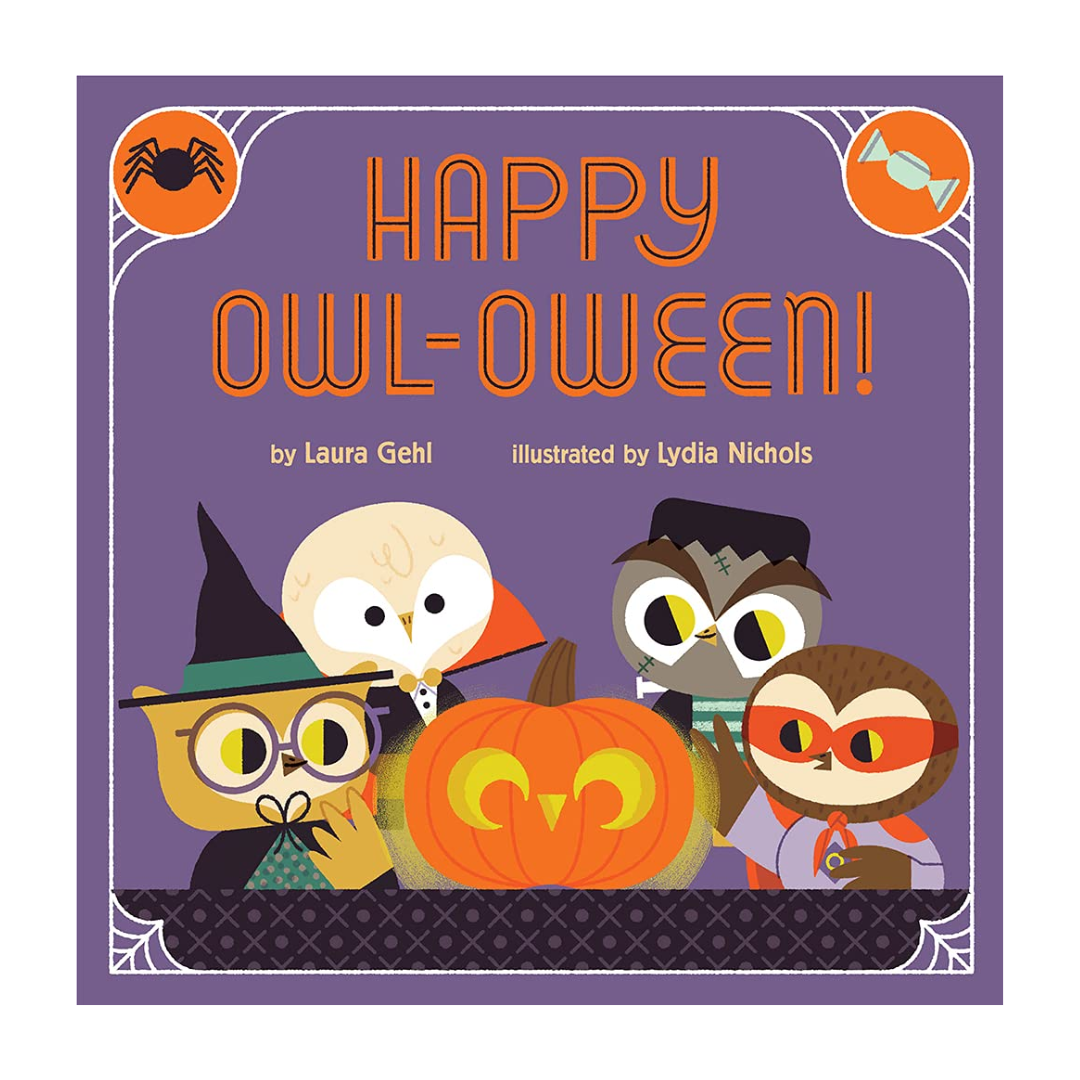 Happy Owl-Oween Book Cover with Halloween Owl and Pumpkin characters