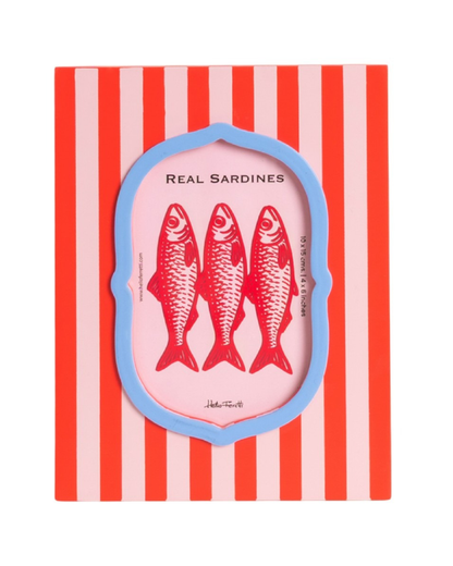 Helio Ferretti Lanzarote Photo Frame with red and pink pinstripes and ornate details