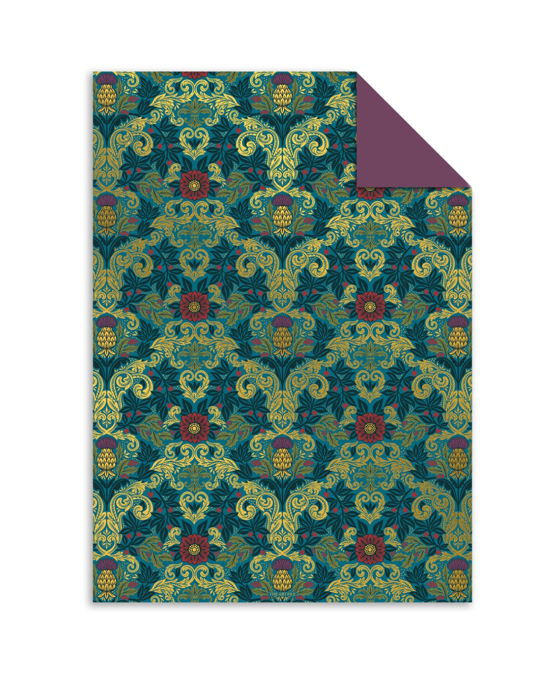 Luxury Botanical Flat Wrap sheet with detailed foliage pattern and gold foil finish