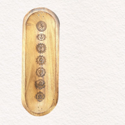 7 Chakra Wide Wooden Incense Holder