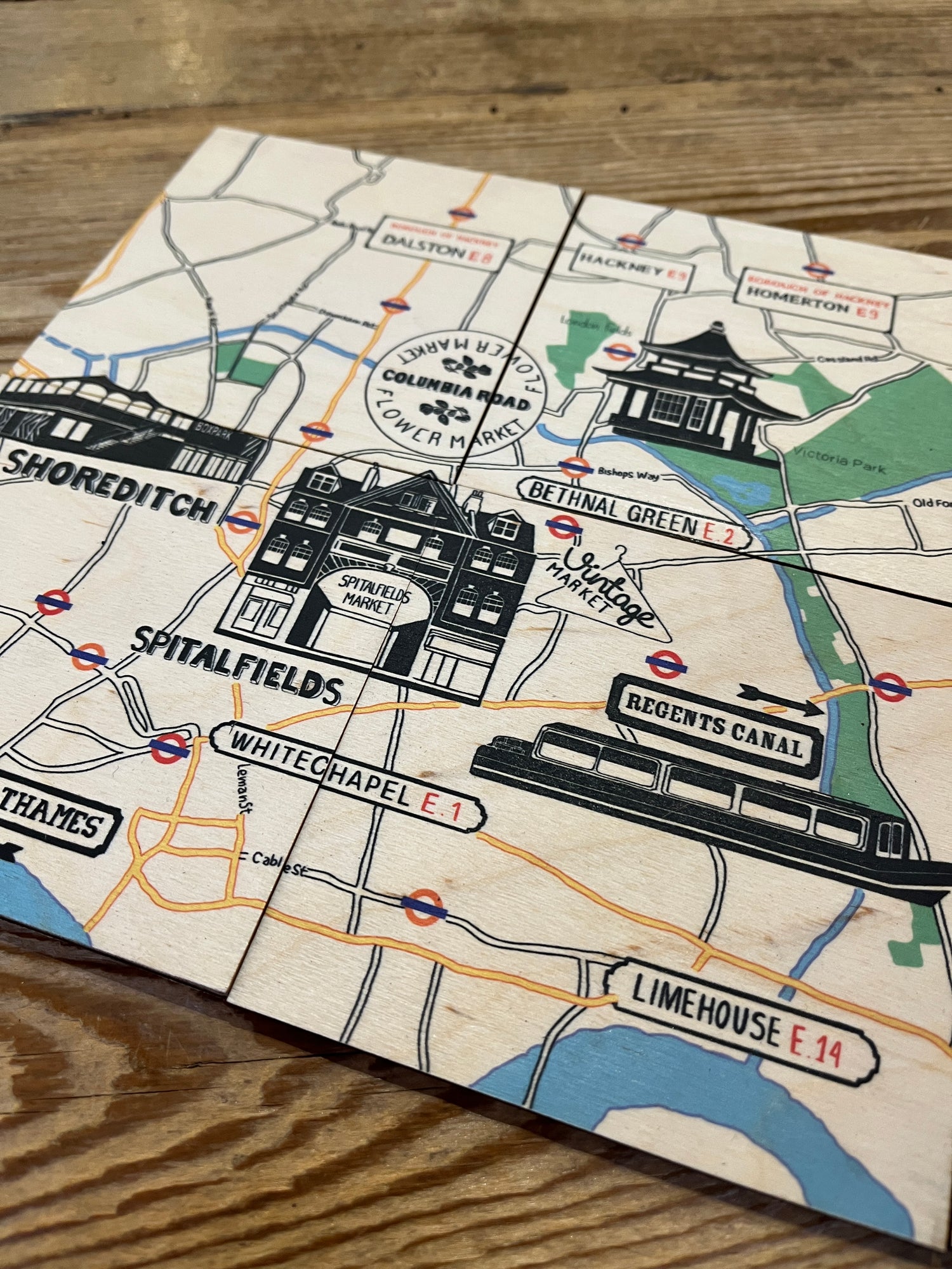 East London Map Coaster By Inspitalfields Set of 6