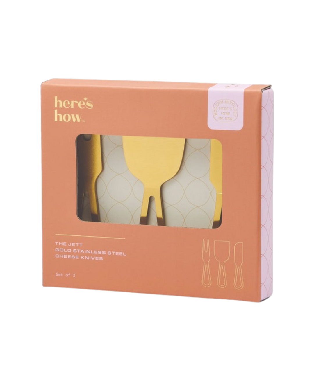 Jett Cheese Knife Set displayed inside elegant packaging