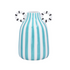 Ceramic vase with blue and white vertical stripes and round black-and-white loop handles – Blue & Light Blue Stripe Modernist Vase