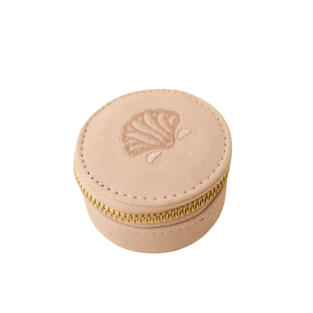 Shell Cream Mini Travel Jewellery Case