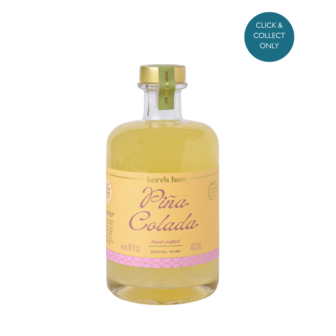 Bottle of Pina Colada drink with a yellow label on a white background