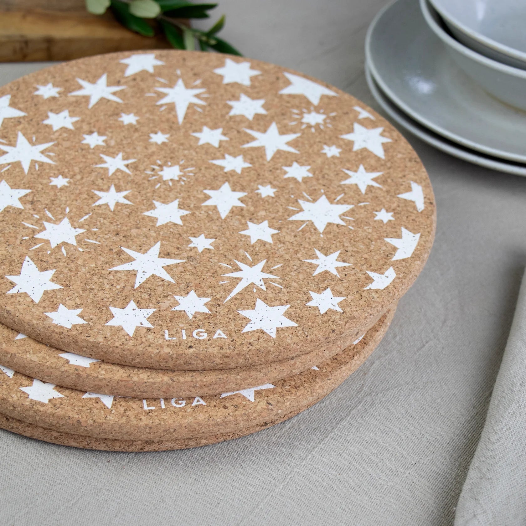 Stars Eco Cork Round Placemat - Set of 2