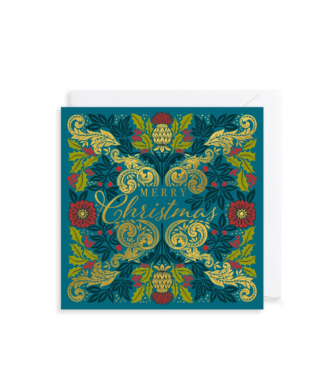 Decorative Christmas card with festive patterns and &
