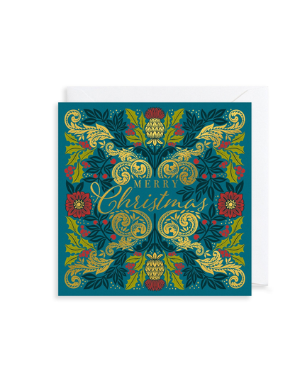 Decorative Christmas card with festive patterns and &