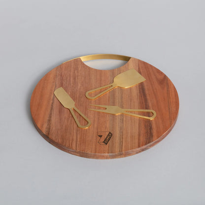 Side View of the Magnetic Cheese &amp; Charcuterie Board with magnetic tools, premium kitchen accessory