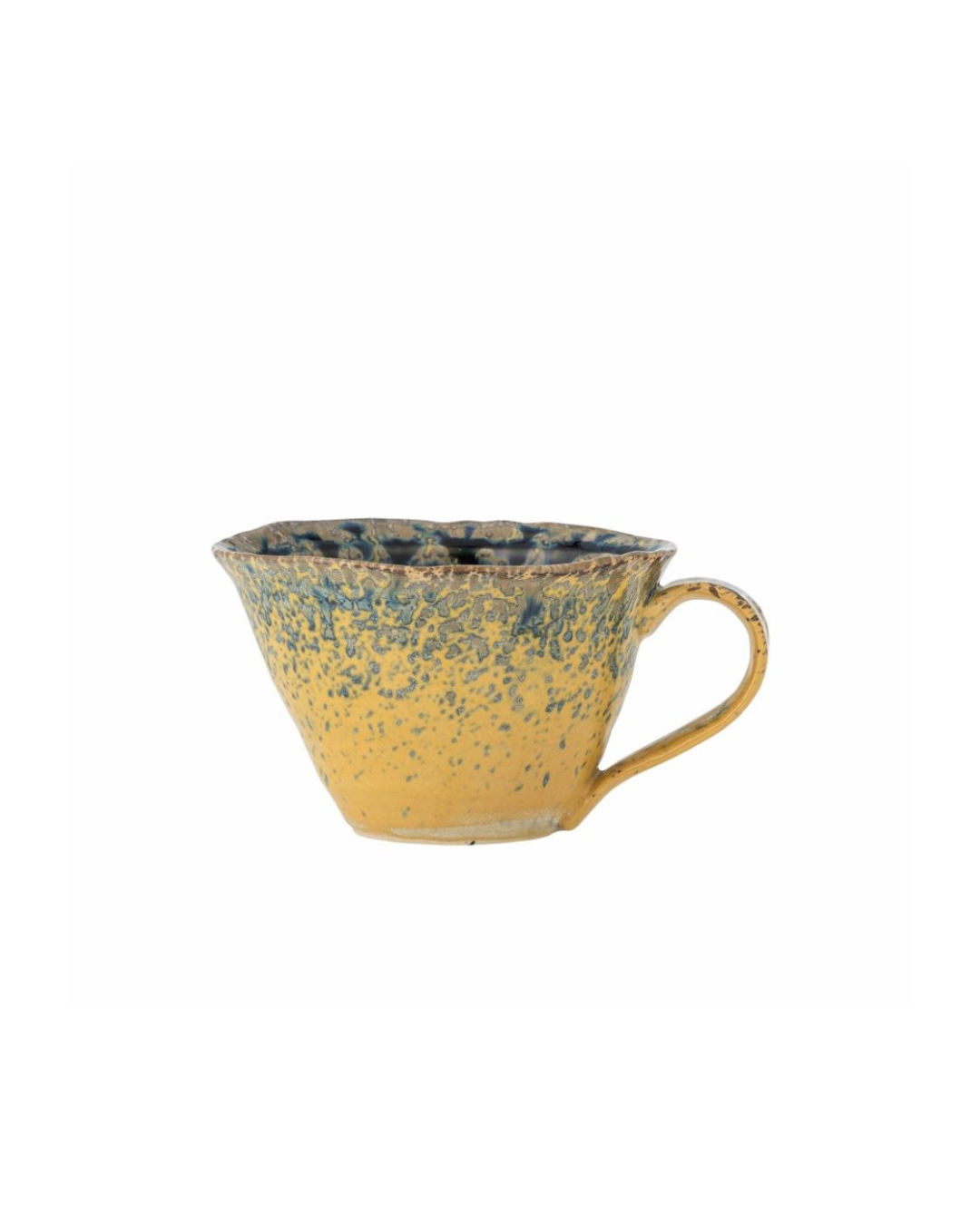 Milani  Yellow Cup – ergonomic handle and unique artisan glaze in yellow and green shades