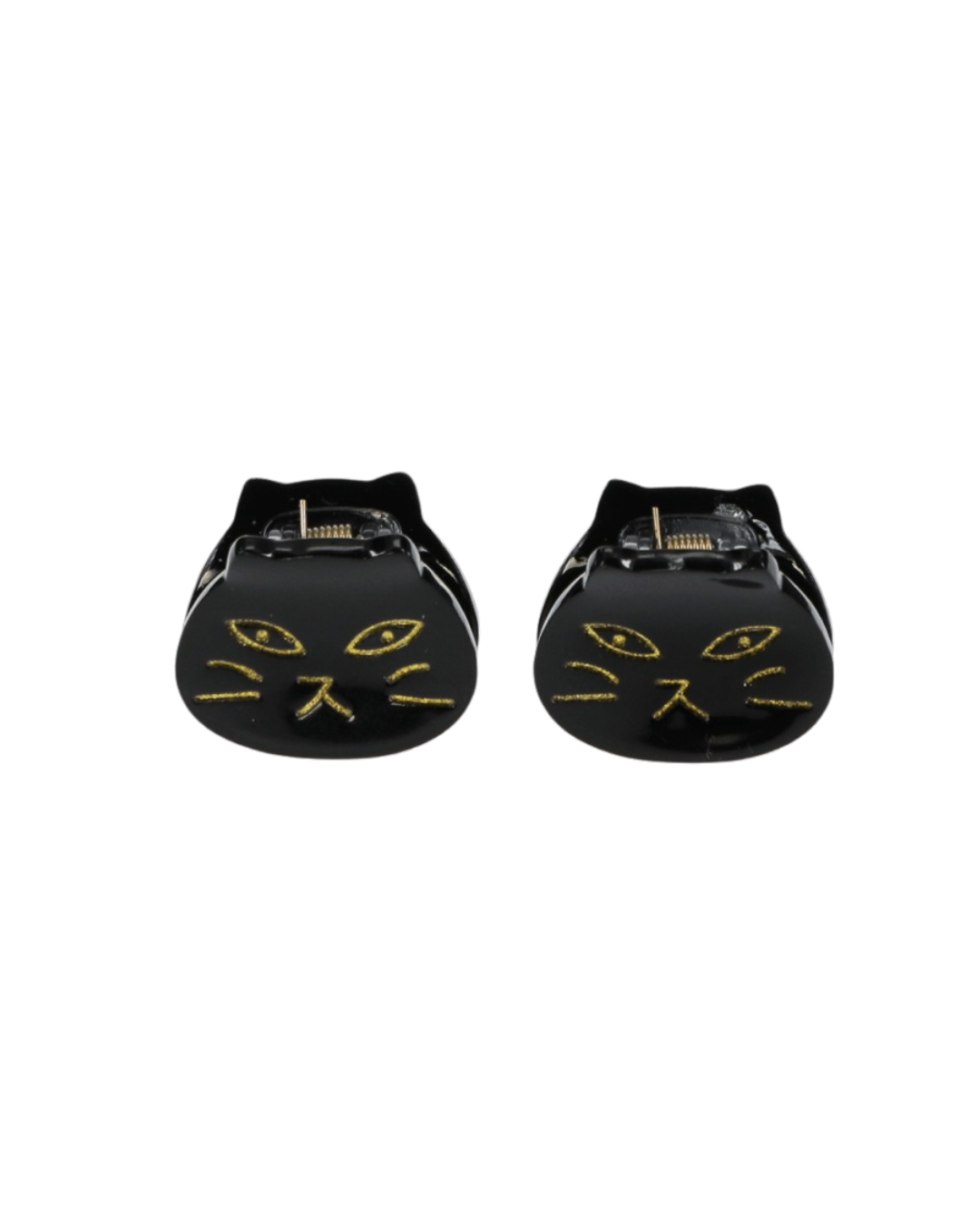 Set of mini black cat hair clips made from recycled materials — fun and eco-friendly hair accessories.