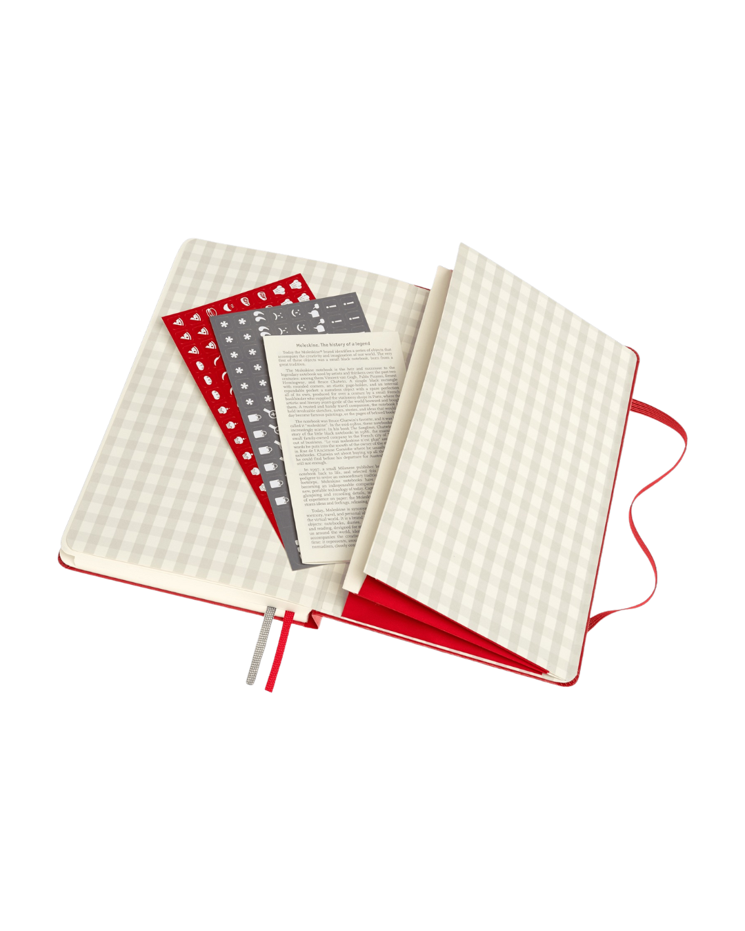 Themed Recipe Journal with hardcover, elastic closure, two ribbon bookmarks, expandable inner pocket, 400 pages of ivory acid-free paper, and stickers for customization