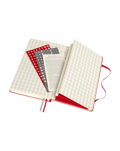 Themed Recipe Journal with hardcover, elastic closure, two ribbon bookmarks, expandable inner pocket, 400 pages of ivory acid-free paper, and stickers for customization