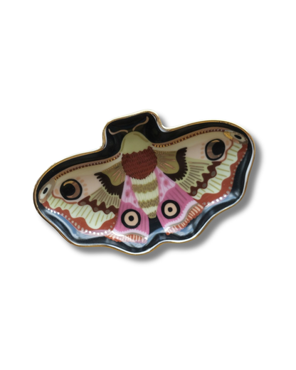 Moon Month Porcelain Trinket Dish with hand-painted colorful design