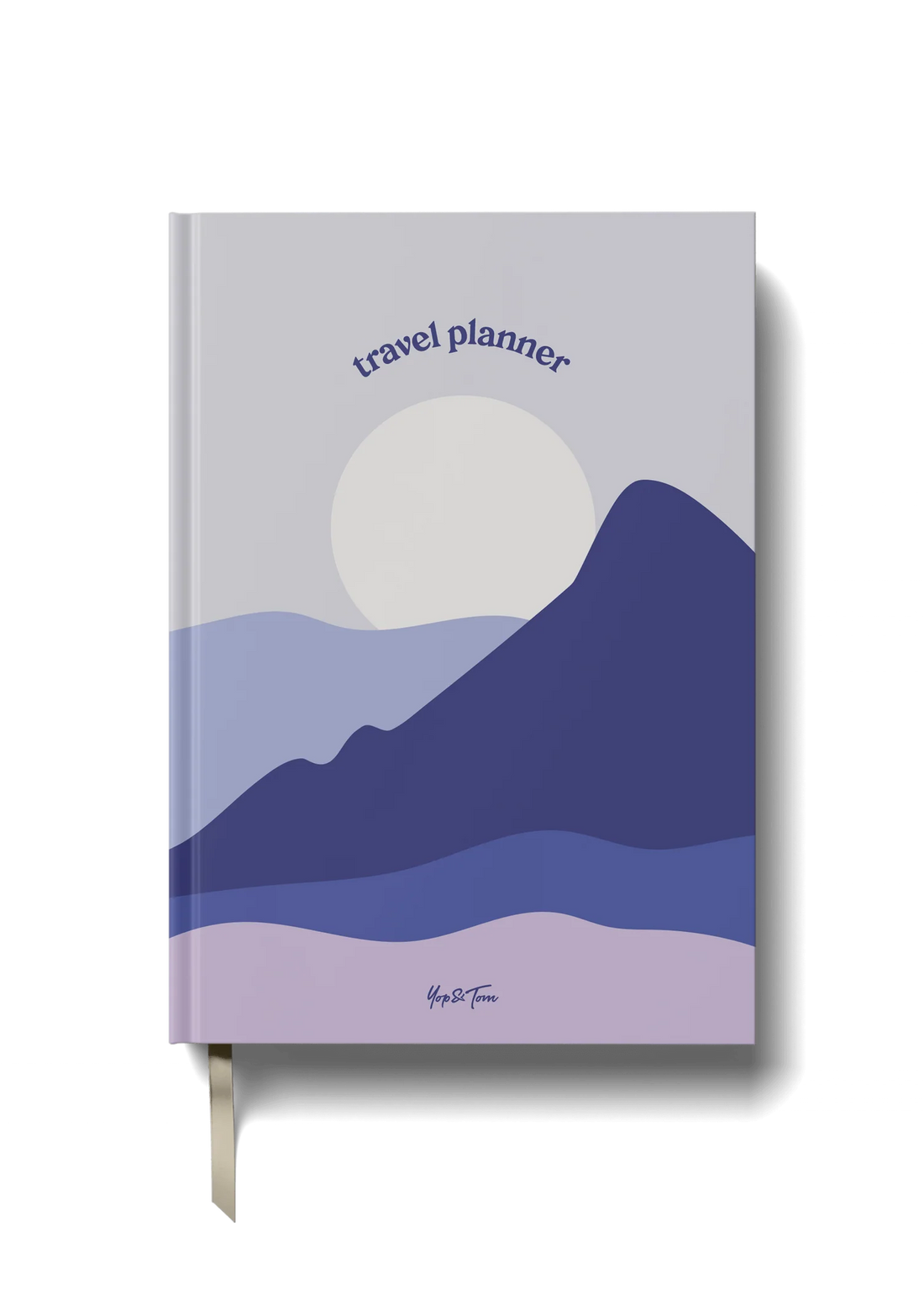 Travel planner with mountain design on a white background