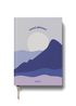 Travel planner with mountain design on a white background