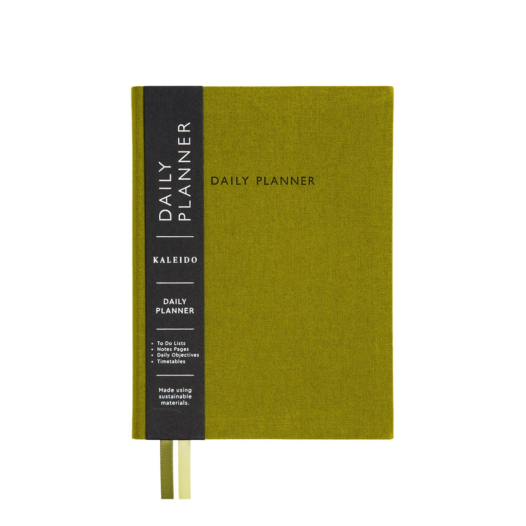 Fabric Daily Planner B6 in olive – front cover view