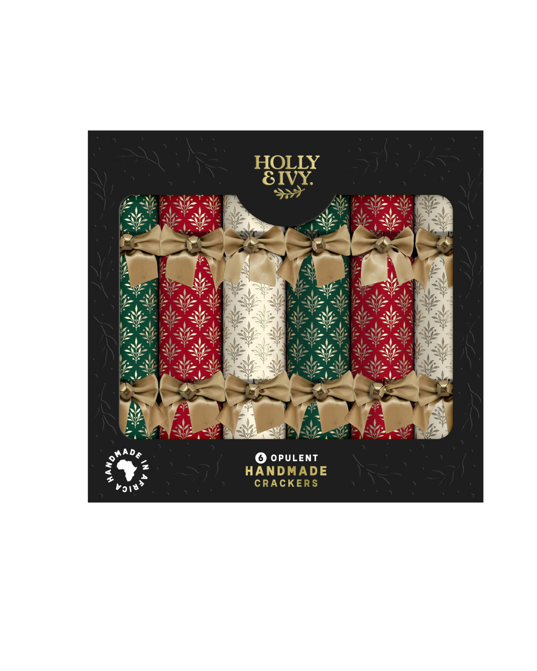 Opulent Traditional Damask Christmas Crackers – Set of 6 with gifts, paper crowns, and jokes